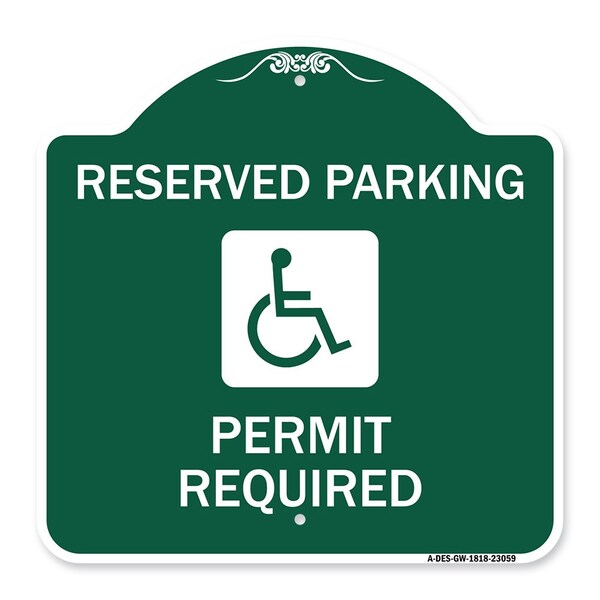 Reserved Parking Permit Required W/ Graphic, Green & White Aluminum Sign, 18" x 18", GW-1818-23059